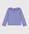 Lang&auml;rmeliges Kinder-T-Shirt mit Kragen aus einfarbiger Baumwolle violett