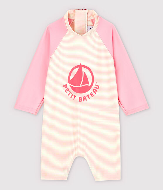 Baby-Badekombination mit UV-Schutz aus recyelten Materialien rosa MINOIS/weiss MARSHMALLOW