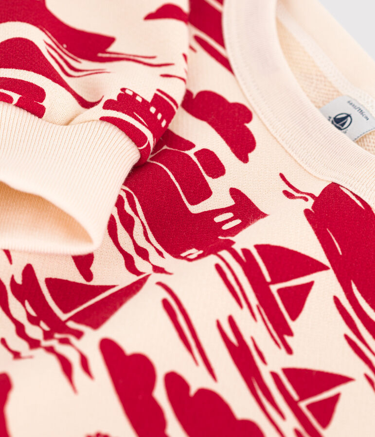 Bedrucktes Kinder-Sweatshirt aus Molton f&uuml;r Jungen naturfarben/rot