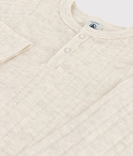 Langärmeliger Baby-Body aus Baumwolle mit Tunikaausschnitt beige MONTELIMAR CHINE