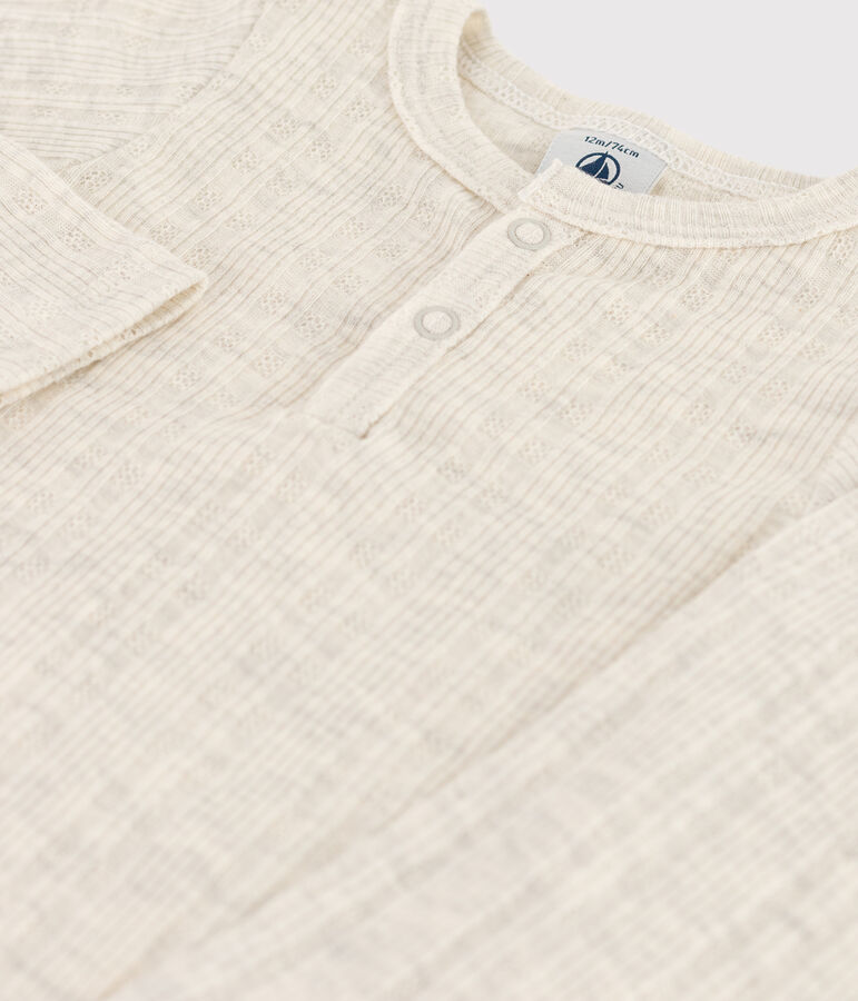 Lang&auml;rmeliger Baby-Body aus Baumwolle mit Tunikaausschnitt beige