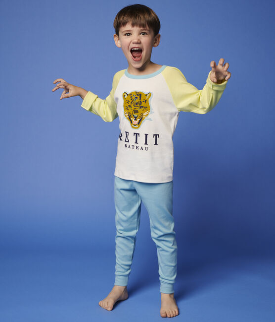 Kinderpyjama aus Baumwolle mit Leopardenmotiv für Jungen gelb SUNNY/weiss MULTICO
