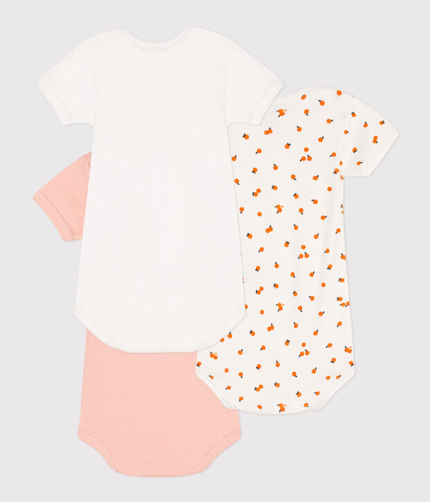 3er-Set kurz&auml;rmelige Bodys aus Baumwolle mit Orangenmotiv vielfarbig