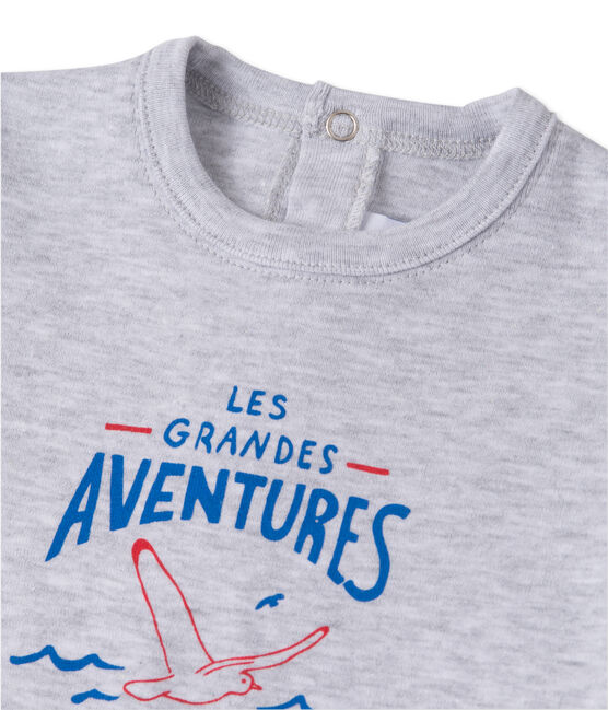 Bedrucktes Baby-Jungen-T-Shirt grau POUSSIERE CHINE