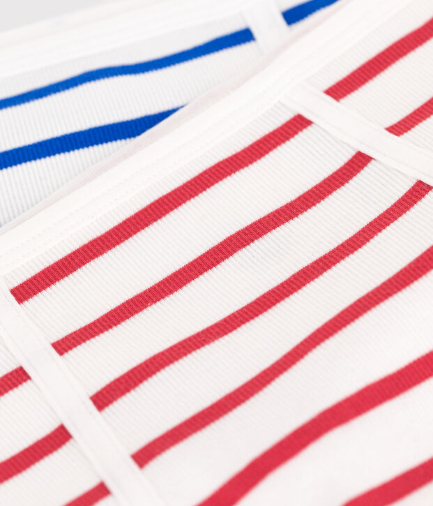 2er-Set Damen-Slips High Waist aus Baumwolle mit Streifen vielfarbig