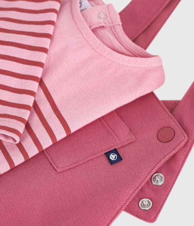 Baby-Geschenkset aus Baumwolle: T-Shirt und Latzhose vielfarbig