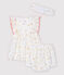 Ärmelloses Baby-Kleid mit Bloomers und Haarband für Mädchen weiss MARSHMALLOW/weiss MULTICO
