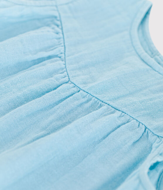 Ärmelloses Baby-Kleid aus einfarbiger Baumwolle blau AQUATIC