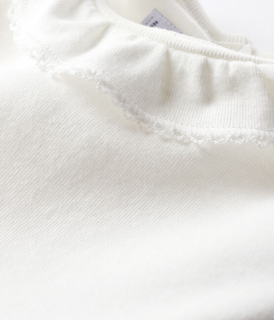 Kurzärmeliger Baby-Body mit Halskrause weiss MARSHMALLOW