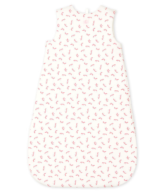 Strampler aus Rippstrick weiss MARSHMALLOW/rosa GROSEILLER