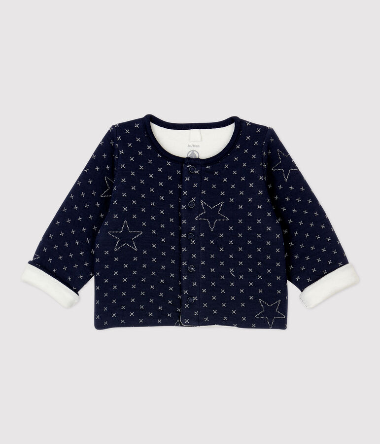 Baby-Cardigan aus gesteppter Bio-Baumwolle mit Sternenmotiven blau SMOKING