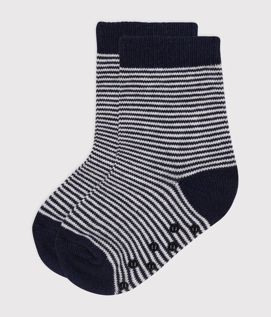Rutschfeste Babysocken aus Baumwolle blau SMOKING/weiss MARSHMALLOW
