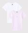 2er-Set kurzärmelige T-Shirts aus Bio-Baumwolle mit pinkfarbene Ringelstreifen für Mädchen variante 1