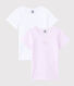 2er-Set kurzärmelige T-Shirts aus Bio-Baumwolle mit pinkfarbene Ringelstreifen für Mädchen