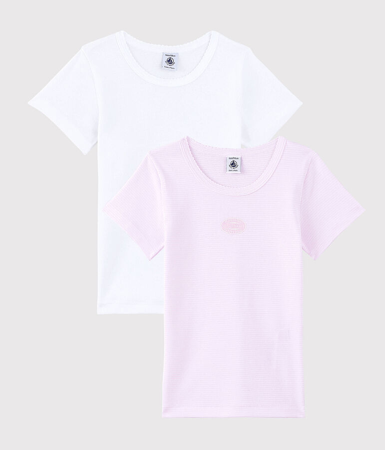 2er-Set kurz&auml;rmelige T-Shirts aus Bio-Baumwolle mit pinkfarbene Ringelstreifen f&uuml;r M&auml;dchen vielfarbig