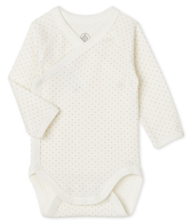 Lang&auml;rmeliger Body f&uuml;r Neugeborene weiss/rosa