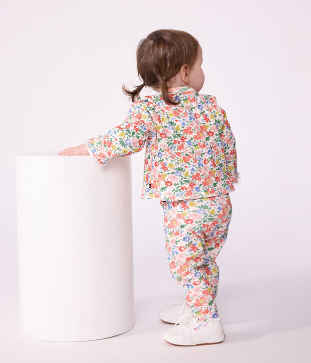Baby-Leggings aus Baumwolle mit Blumenmuster weiss/vielfarbig