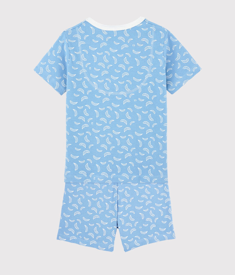 Kinder-Kurzpyjama aus Baumwolle mit Bananenmotiv blau/weiss