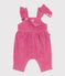 Langbeinige Baby-Latzhose aus einfarbigem Fein-Cord mit Volants  BOUDOIR
