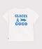 Kurz&auml;rmeliges Baby-T-Shirt aus Baumwolle mit Hundemotiv weiss
