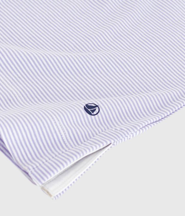 Damen-Nachthemd aus Baumwolle mit Streifen violett/weiss