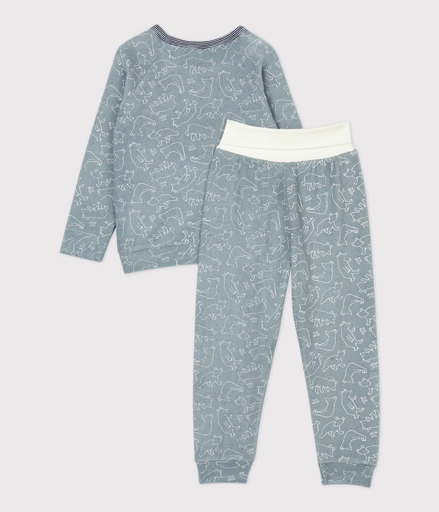 Kinderpyjama aus Frottee mit B&auml;renmotiv grau/weiss