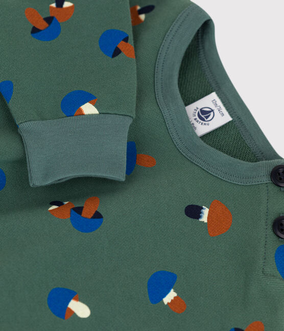 Baby-Sweatshirt aus Baumwolle mit Pilzmotiv grün VALLEE/naturfarben MULTICO
