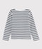Kindershirt aus Jerseystoff mit Marinestreifen für Mädchen weiss MARSHMALLOW/ SMOKING ARGENT BRILLANT