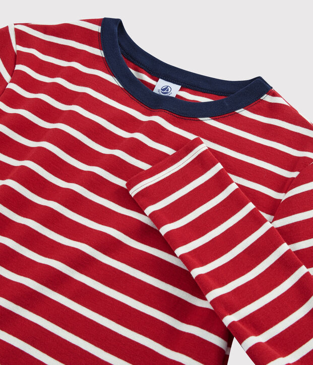 Damen-T-Shirt mit Rundhalsausschnitt rot/weiss