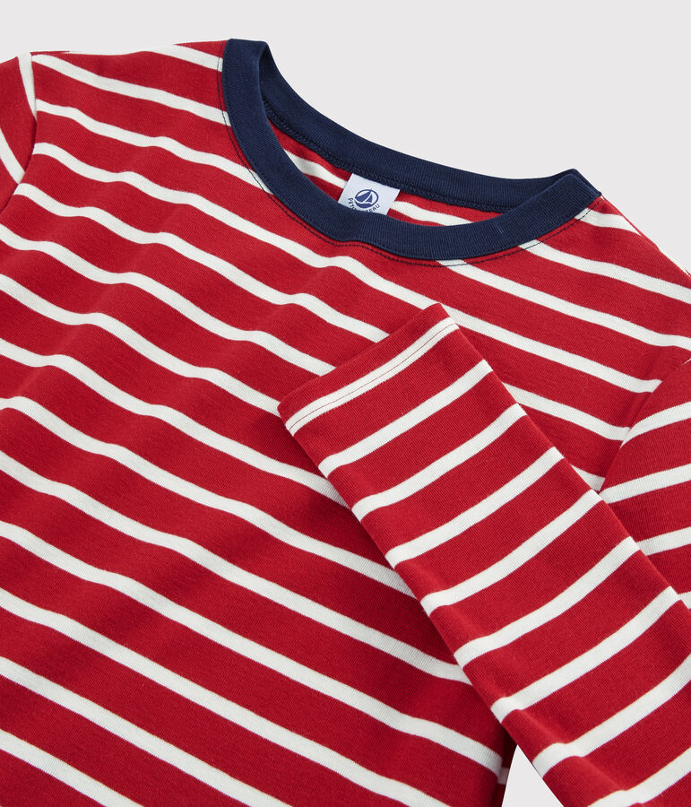 Damen-T-Shirt mit Rundhalsausschnitt rot/weiss