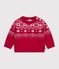Baby-Pullover aus Wolle und Baumwolle mit Jacquard-Muster rot/vielfarbig