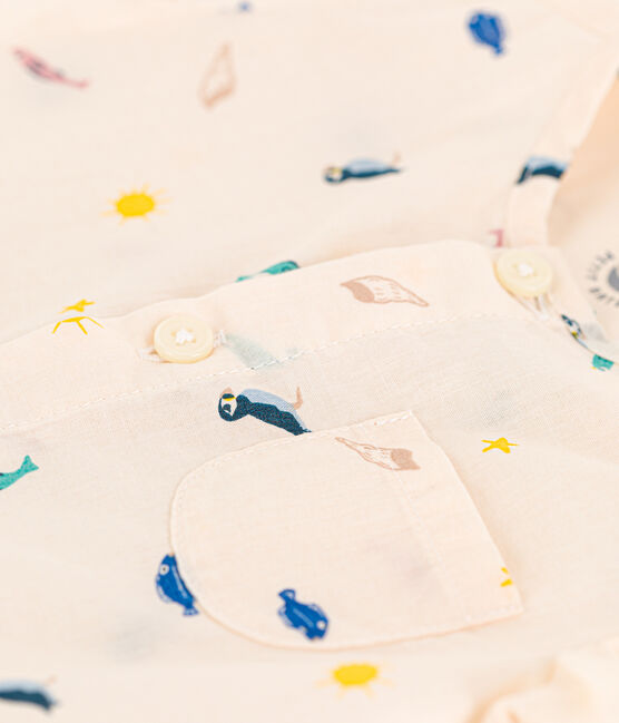 Baby-Overall aus bedrucktem Popeline weiss AVALANCHE/ MULTICO