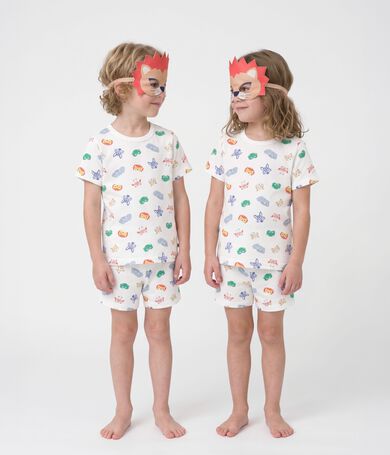 Kinder-Kurzpyjama zum Verkleiden aus Baumwolle mit Tiergesichtern