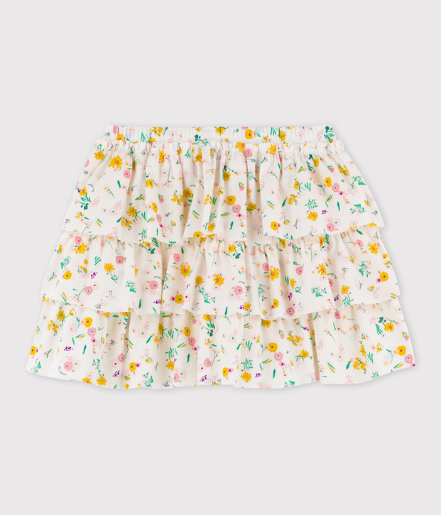 Kinderrock aus Baumwolle f&uuml;r M&auml;dchen weiss/vielfarbig