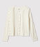 Einfarbiger Cardigan aus Baumwolle/Leinen Damen weiss MARSHMALLOW