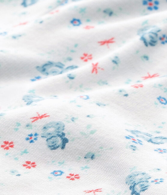 Bedruckte Teenie-Mädchen-Schlafanzughose zum Kombinieren weiss ECUME/blau BLEU/ MULTICO