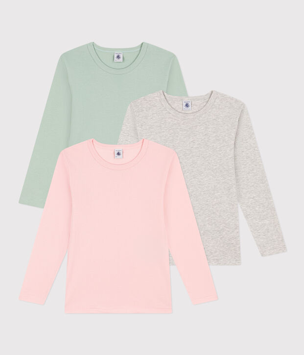 Lang&auml;rmelige T-Shirts aus Baumwolle im 3er-Set f&uuml;r kleine M&auml;dchen vielfarbig