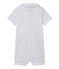 Baby-Strampler ohne Fuß mit Herzchen-Print weiss ECUME/blau MEDIEVAL