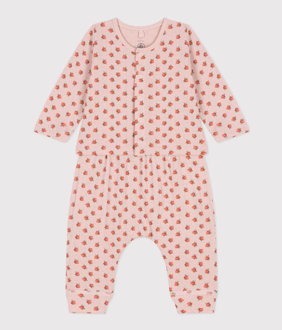 Baby-Set aus bedrucktem Doppeljersey rosa SALINE/weiss MULTICO