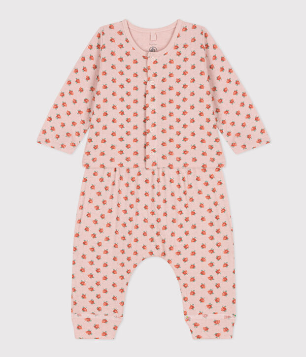 Baby-Set aus bedrucktem Doppeljersey rosa/vielfarbig