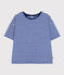 Damen-T-Shirt Le Boxy aus gestreiftem Baumwollfrottee blau SURF/ AVALANCHE