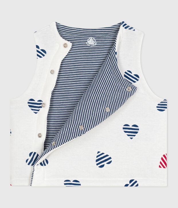 Wendbare Baby-Weste aus bedruckter Baumwolle rot/rot