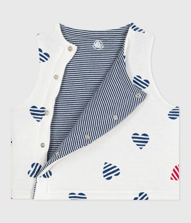 Wendbare Baby-Weste aus bedruckter Baumwolle weiss/rot