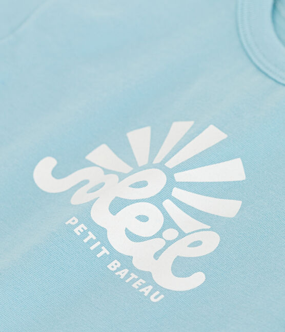 Kurzärmeliges Baby-T-Shirt aus einfarbiger Baumwolle blau AQUATIC