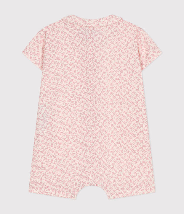 Baby-Kurzoverall aus Musselin naturfarben/rosa