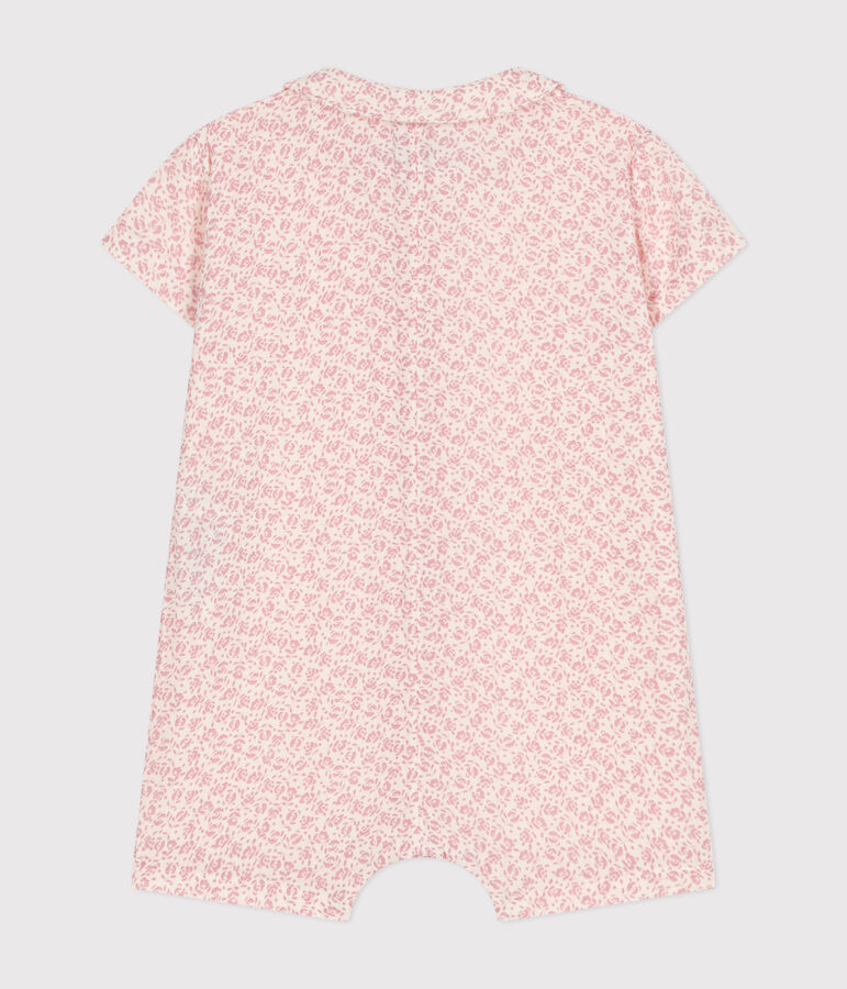 Baby-Kurzoverall aus Musselin naturfarben/rosa