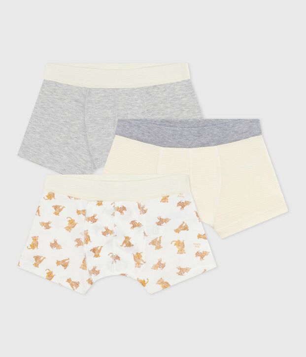 Set Kinder-Boxershorts aus Baumwolle mit &uuml;berzogenem Bund und Leoparden-Motiv vielfarbig