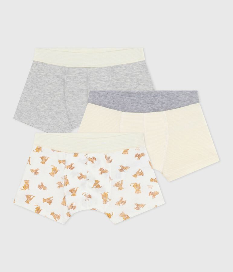 Set Kinder-Boxershorts aus Baumwolle mit &uuml;berzogenem Bund und Leoparden-Motiv vielfarbig