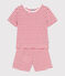 Kinder-Kurzpyjama aus Baumwolle mit Streifen rot MARSHMALLOW/ SPI