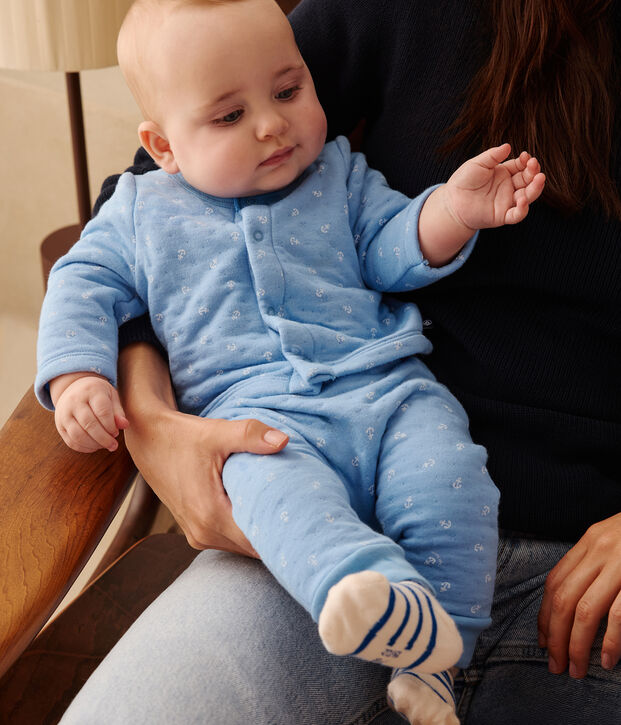 2-teiliges Baby-Set aus Baumwolle blau/weiss